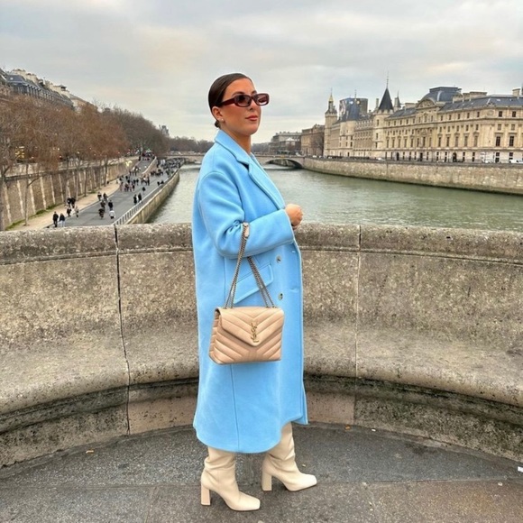 Zara double breasted oversized wool coat sky blue - Picture 14 of 15